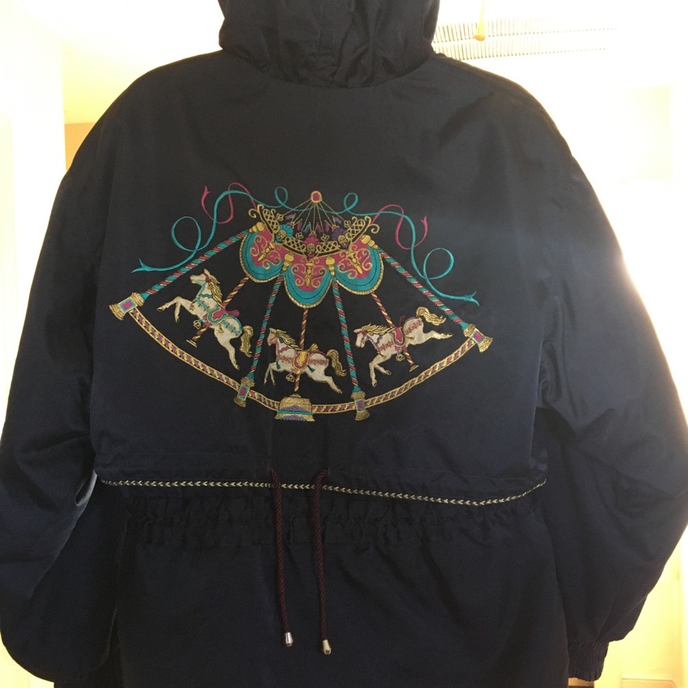 Vintage Women’s Hooded Bomber Jacket w/Embroidery